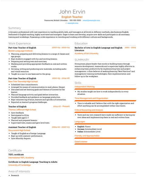 Canadian Resume Format Write A Resume For Jobs In Canada 56 OFF