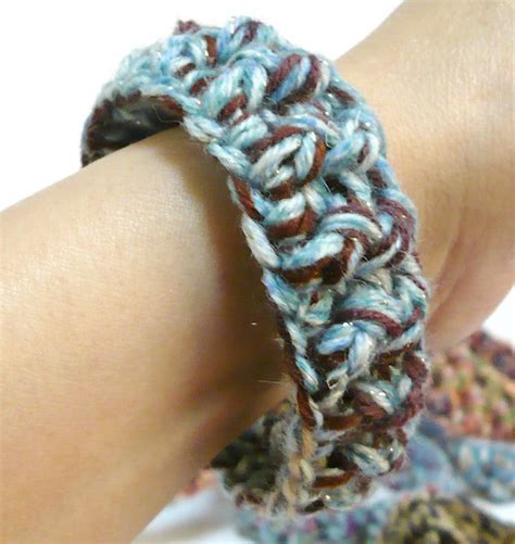 Crochet Bracelet Crocheted With Three Strands Of Yarn Held Flickr