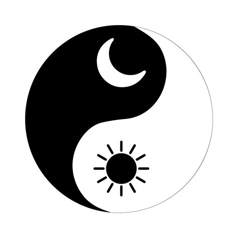 Symbol Yin Yang Sun And Moon With A Star Vector Illustration