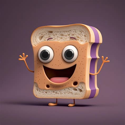 Premium Ai Image Cute Cartoon Peanut Butter And Jelly Sandwich Character