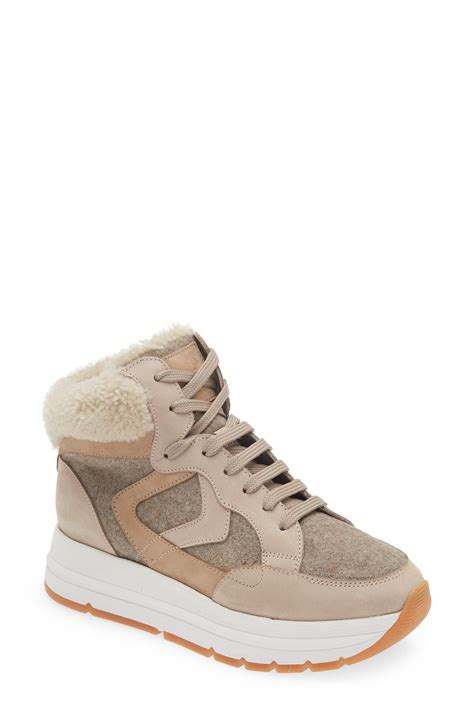 Voile Blanche Maran Flash Genuine Shearling Collar Platform Sneaker