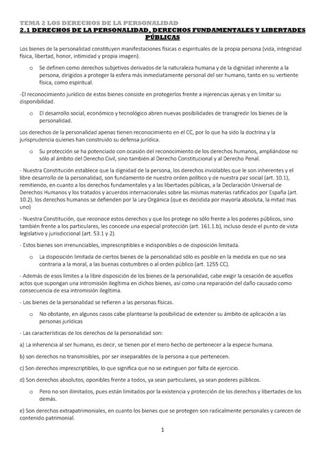 Tema 2 Apuntes Derecho De La Persona Guam Curso 1 1º Dade Tema 2