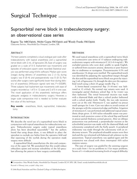 Supraorbital Nerve Block Study | Nova Eye Centre