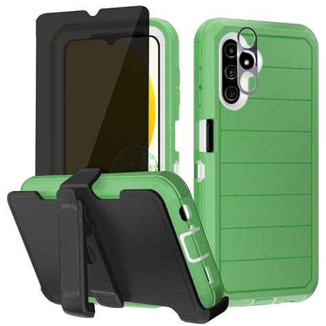 Xhy Samsung Galaxy A13 5g Case With Belt Clip Holster Privacy Screen And Lens Protector Military