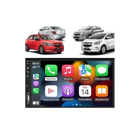 Kit Multimídia Onix Prisma Spin Cobalt 7 Pol CarPlay AndroidAuto USB SD