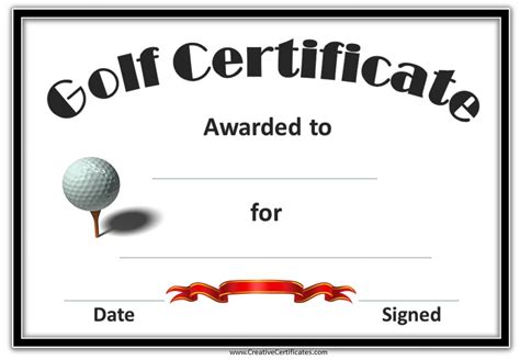 Printable Golf Gift Certificates