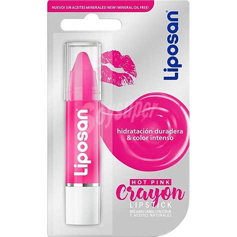 Liposan Crayon bálsamo labial con color y aceites naturales Hot Pink 1 unidad
