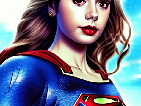 A Potrait Of Lily Collins As Supergirl With Man Of Stable Diffusion