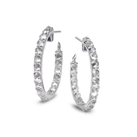 Sterling Silver White Topaz Hoop Earrings Coomi