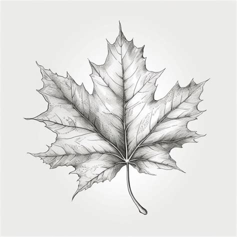 Maple Leaf Pencil Drawing