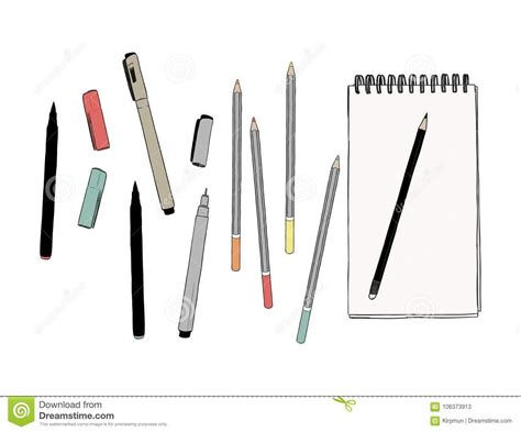 Set Of Stationary Hand Draw Element Sketch Vector Stock Vector