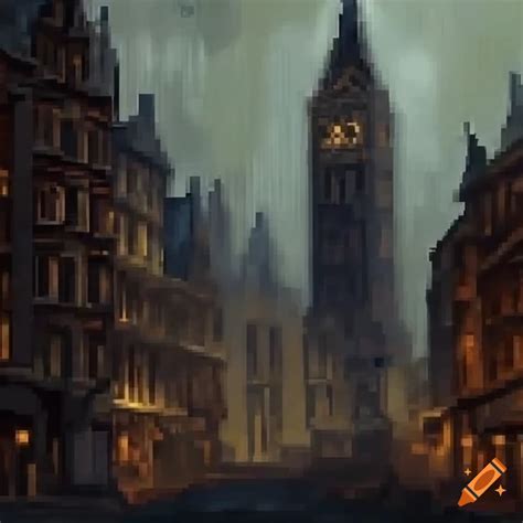 Pixel Art Of A Dark Victorian Cityscape On Craiyon