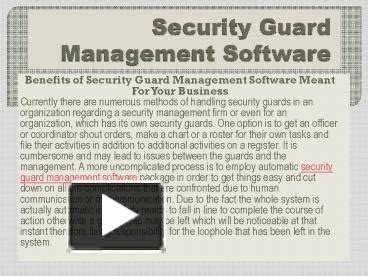 Ppt Security Guard Management Software Powerpoint Presentation Free