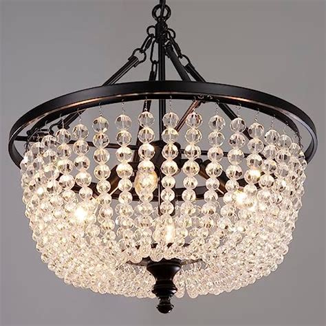 Tochic Crystal Chandelier Light Farmhouse Black Chandelier Modern