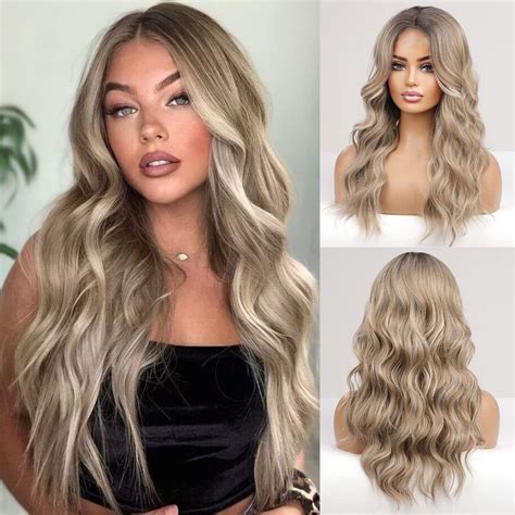 Haircube Long Ombre Ash Blonde With Highlight Lace Front Wigs For Women