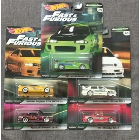 Hot Wheels Premium Fast And Furious Original Fast Set Of Not Box Set Shopee Malaysia