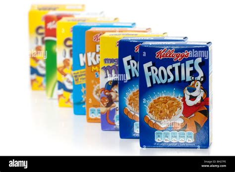 Eight Individual Boxes Of Kelloggs Variety Mixed Cereals Stock Photo