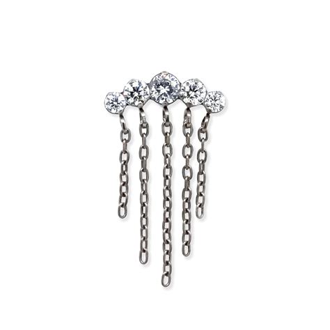 Threadless Prong Set Gem Cluster W Multi Chain End My Body Jewel