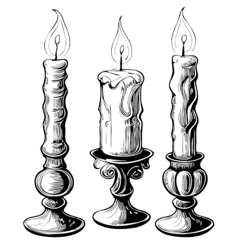 Premium Vector Set Of Retro Candles Hand Drawn Sketch Illustration