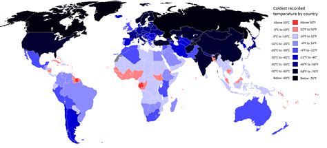 A Map Showing The Coldest Temperature Ever Recorded In Each Country Rmapporn