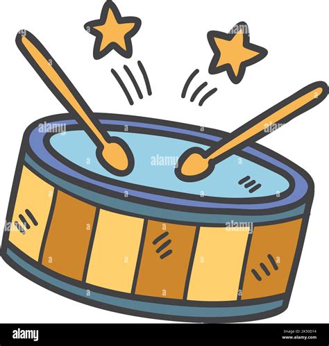 Hand Drawn Cute Drums Illustration Isolated On Background Stock Vector