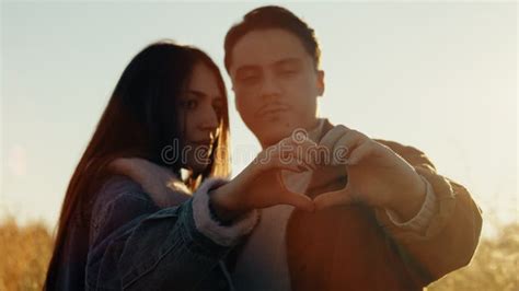 Romantic Couple in Love Make Heart with Their Hands Stock Image - Image ...