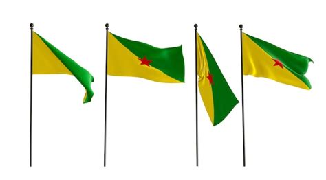 Premium Photo 3d Flags Of French Guiana Of 4 Types Flag French Guiana