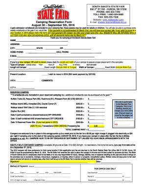 Fillable Online Blank Camping Reservation Form Doc Fax Email Print