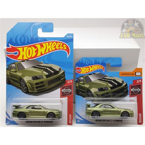 Hot Wheels Nissan Skyline GTR R34 Lot Of 2 Normal And Short Card Shopee Malaysia
