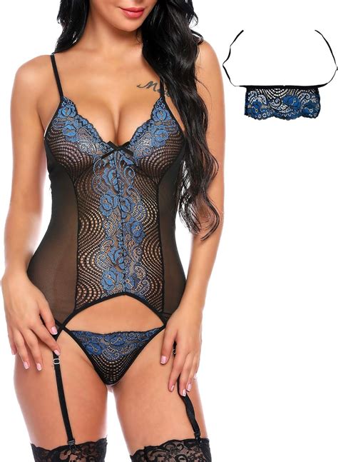 Conjunto De Lingerie Feminina Gladiolus Sexy Teddy Cinta Liga De