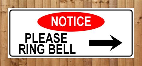 Notice Please Ring Bell All Callers Door Visitors Knock Parcel