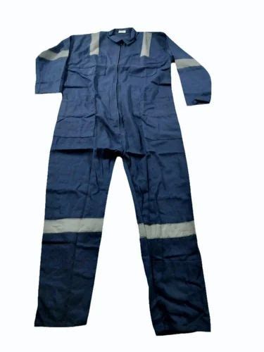 Navy Blue Cotton Reflective Boiler Suit For Safety Size Large At Rs