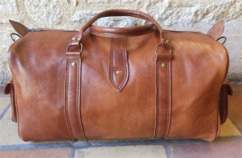 Sac De Voyage En Cuir Naturel Marron Grand Format