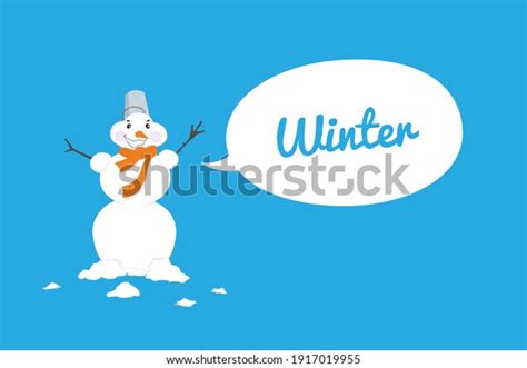 Cute Cartoon Snow Man Speech Bubble Stock Vector Royalty Free