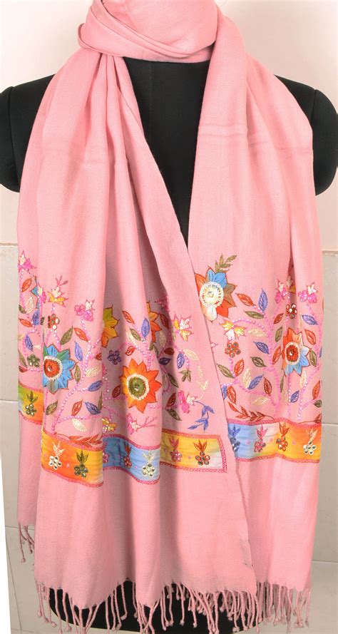 Beads Embroidered Pashmina Embroidery Shawls Stoles Wraps