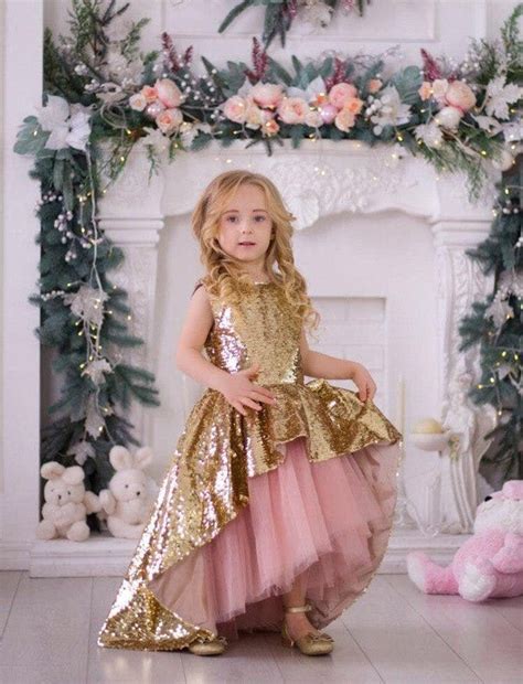 Gold Girls Dress For Birthday Sparkling Gold Dresses Dress Etsy