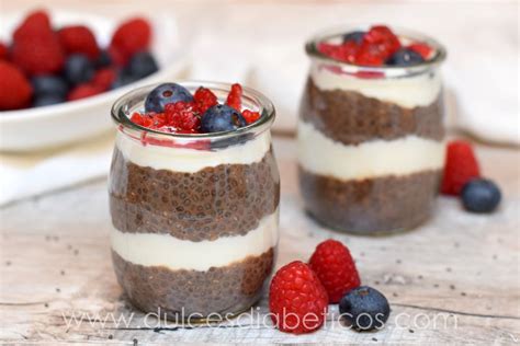 Pudding De Ch A Y Chocolate Con Yogur Y Frutos Rojos Dulces Diab Ticos