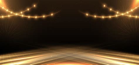 Elegant Golden Scene Diagonal Glowing With Lighting Effect Sparkle On Black Background Template