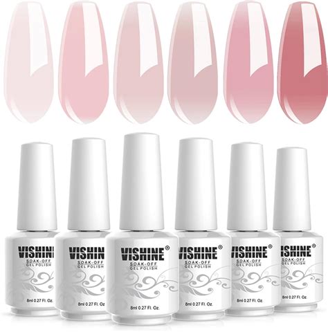 Vishine Nude Gel Polish Kit Sheer Milky Pink Jelly Transparent UV LED