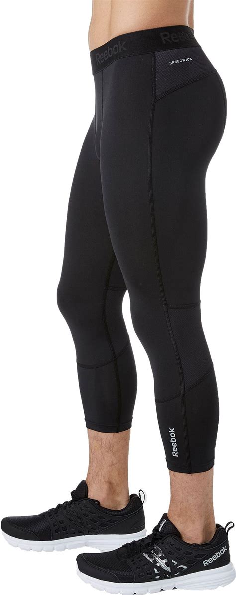 Reebok Synthetic 3 4 Compression Tights In Black For Men Lyst