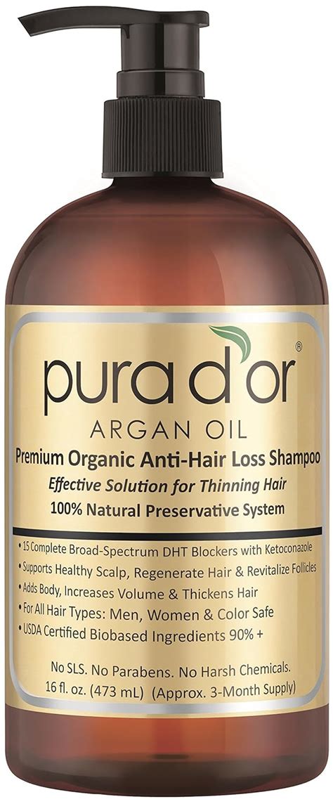 Pura Dor Anti Hair Loss Premium Organic Argan Oil Shampoo Gold Label