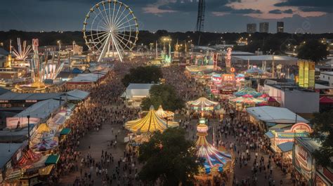 An Aerial View Of The Fair With Lots Of People And Carnival Rides