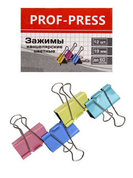 Зажимы канцелярские цветные, 19 мм, 12 штук в упаковке - купить с ...