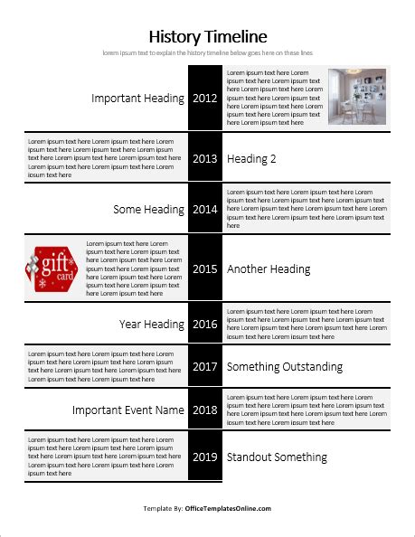 Microsoft Word Timeline Template Free