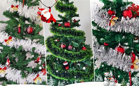 AMLOOPH Gold Tinsel Christmas Decorations 10m Thick Christmas Tinsel