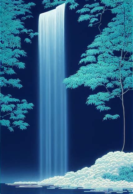 Premium AI Image | A painting of a waterfall in the night