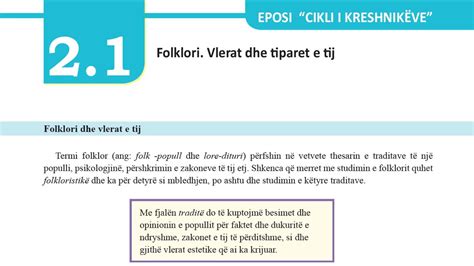 Letersia 10 Filara Mesimi 2 1 Folklori Vlerat Dhe Tiparet E Tij Youtube