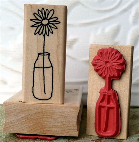 Single Flower Rubber Stamp From Oldislandstamps Etsy