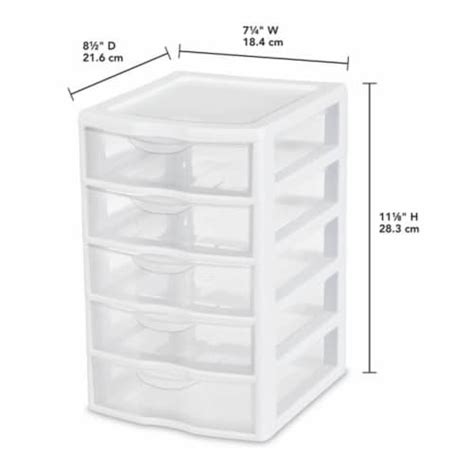 Sterilite Clearview Small Plastic 5 Drawer Desktop Storage System