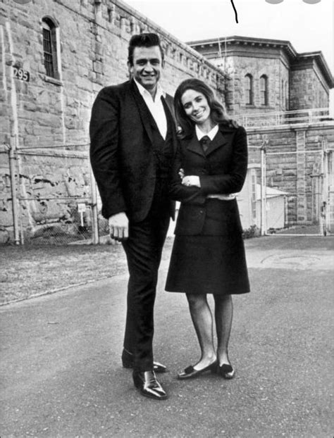 Johnny Cash And June Carter Standing Outside Folsom Prison On January